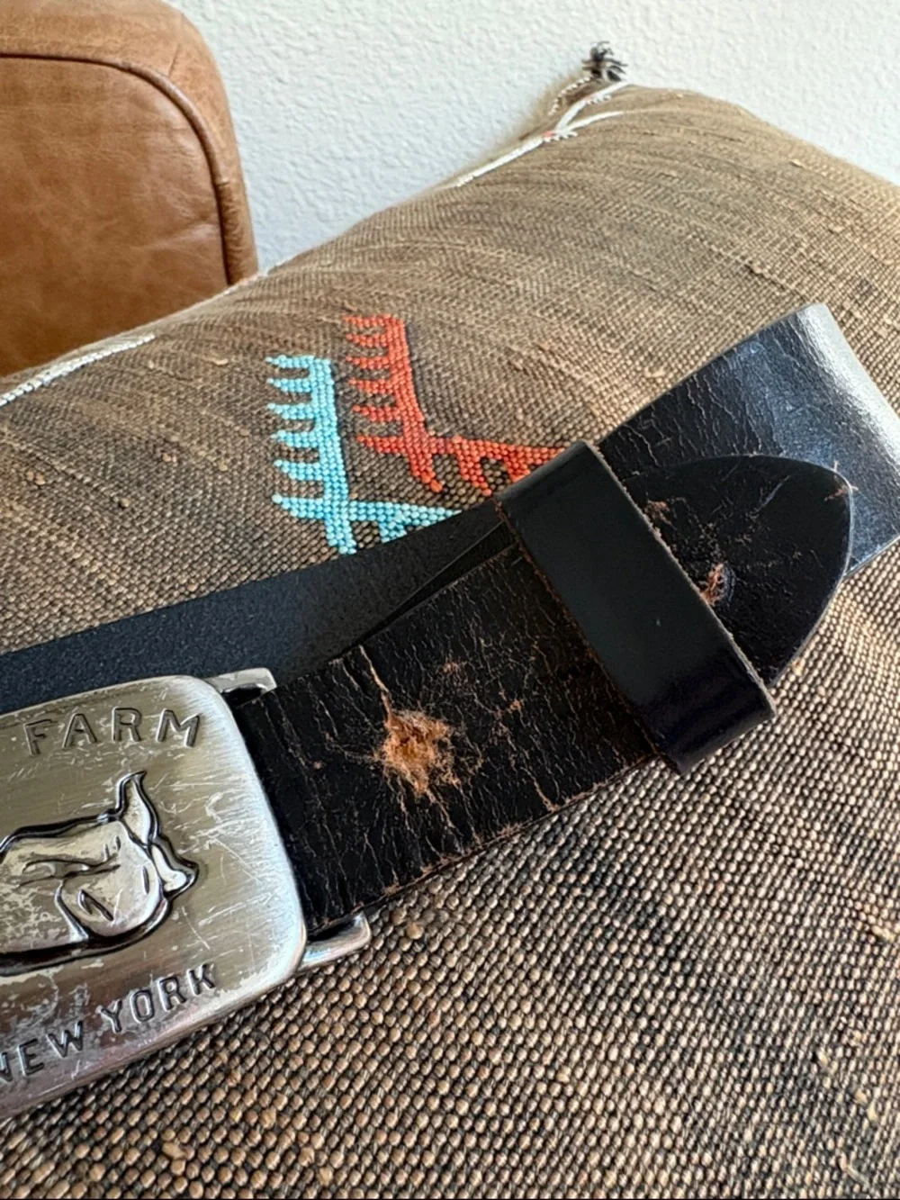 Vintage Phat Farm New York Metal Buckle Leather Belt